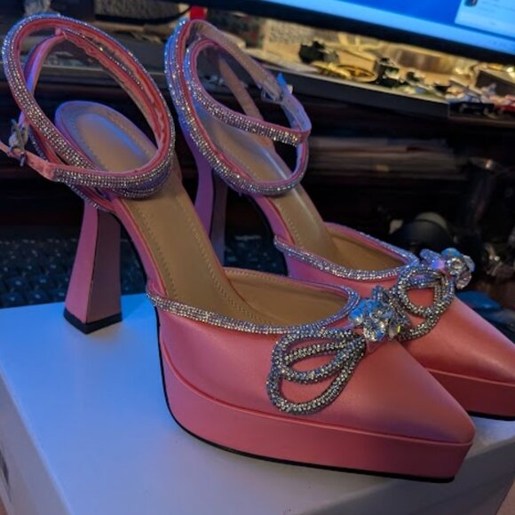 ARQA DIAMOND STRAPPY PUMPS- EEL PVC WEDDING/PROM SANDALS - Picture 1 of 12